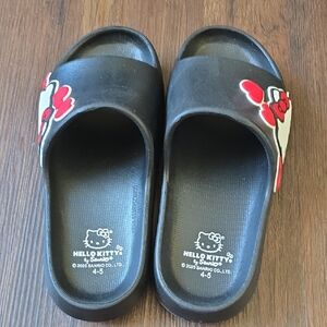 NWOT Hello Kitty Black Slide Sandals with Red & White Bow Details